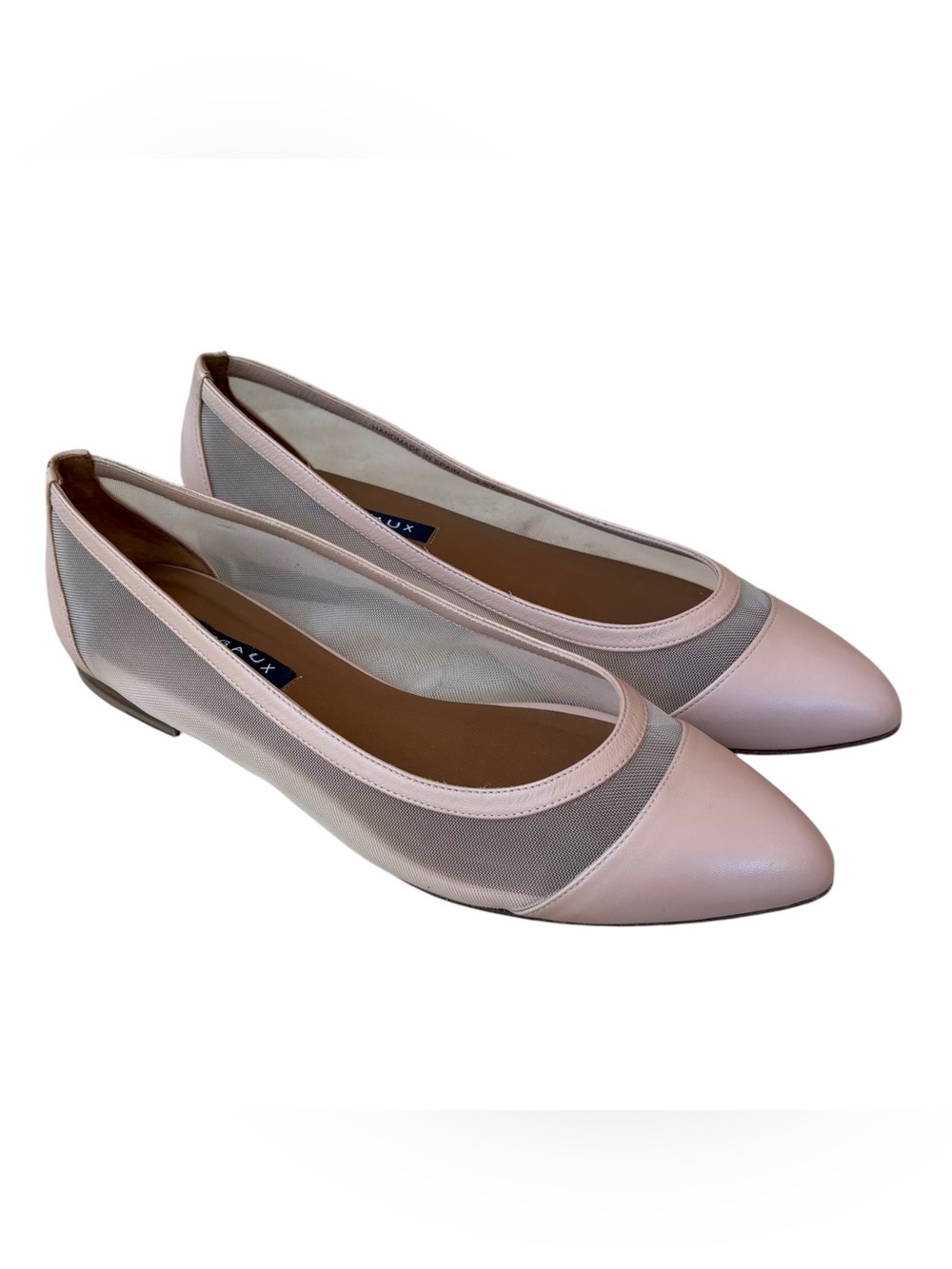 🌸MARGAUX Nude Leather & Mesh Pointed Toe Flats🌸